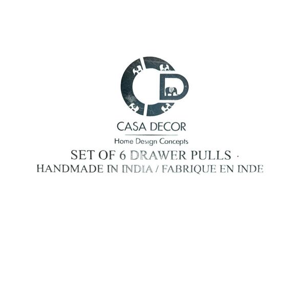 Casa Decor 6 White With Black Accents Drawer Pulls Knobs W Silver Filigree New - Picture 5 of 6